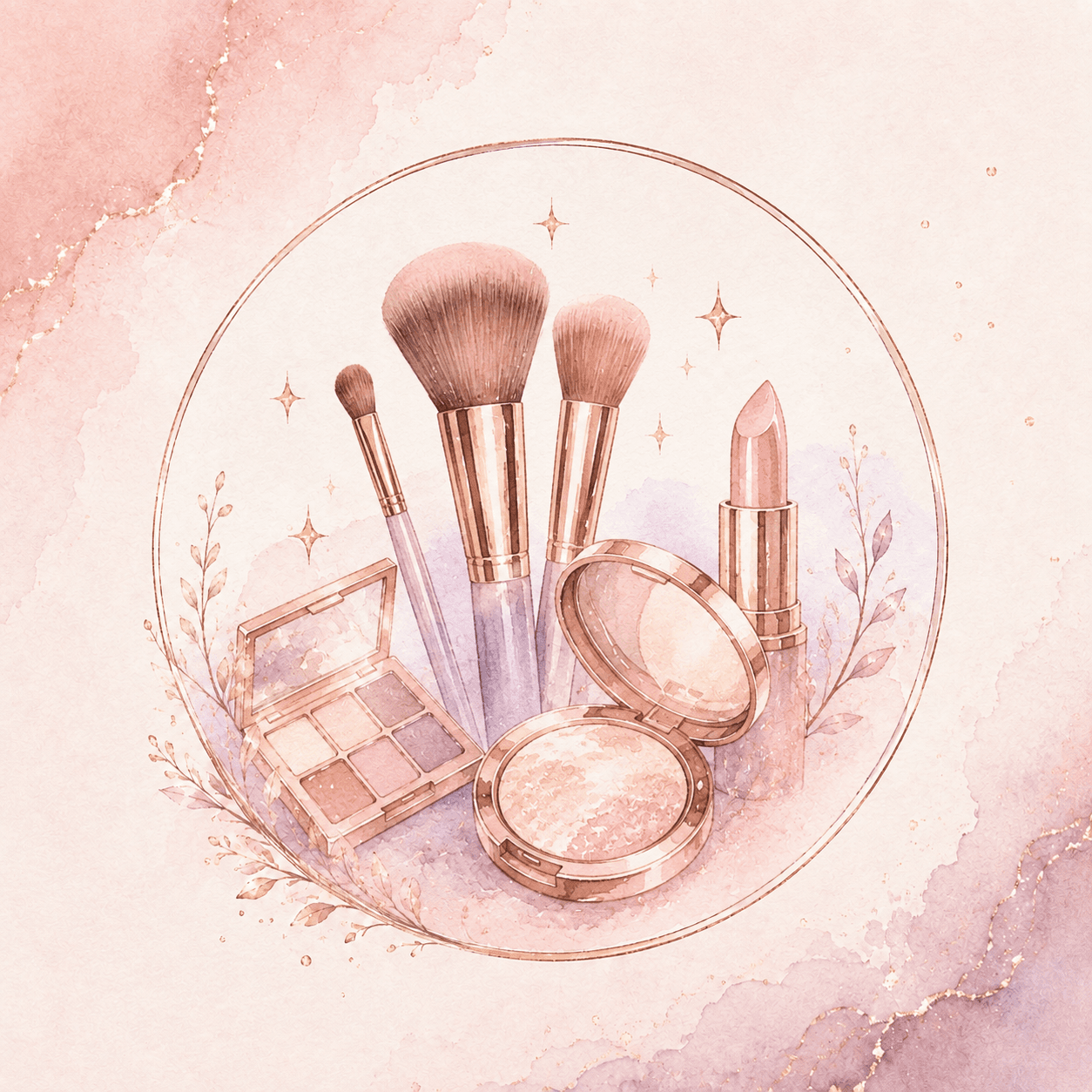 Makeup brushes and cosmetics